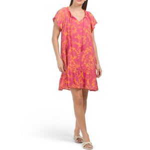 MARISSA OLIVIA Pink/orange Floral Printed Day Mini Dress